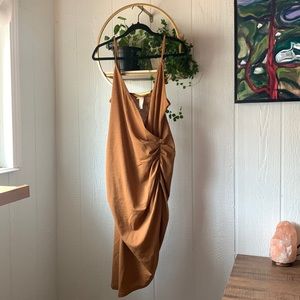 H&M. Draped Jersey Dress. Burnt orange/ brown. Size L. New with tags.